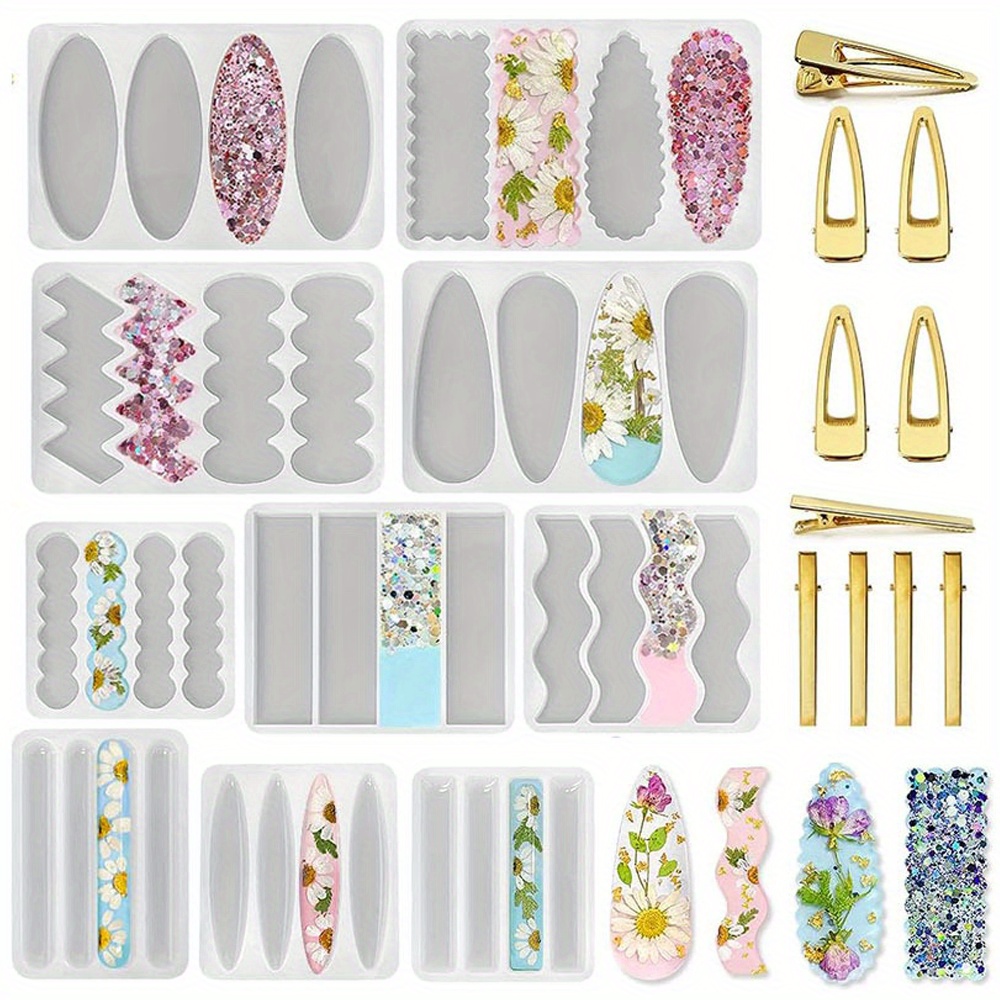Silicone Epoxy Resin Molds Set - Een set van 10 diepe haarspeld-siliconenvormen,