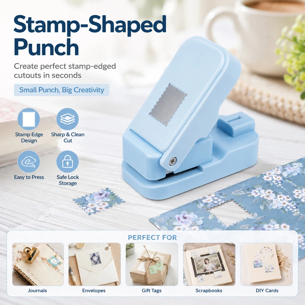 Scrapbooking - Postzegelrand papierpons voor junk journals &