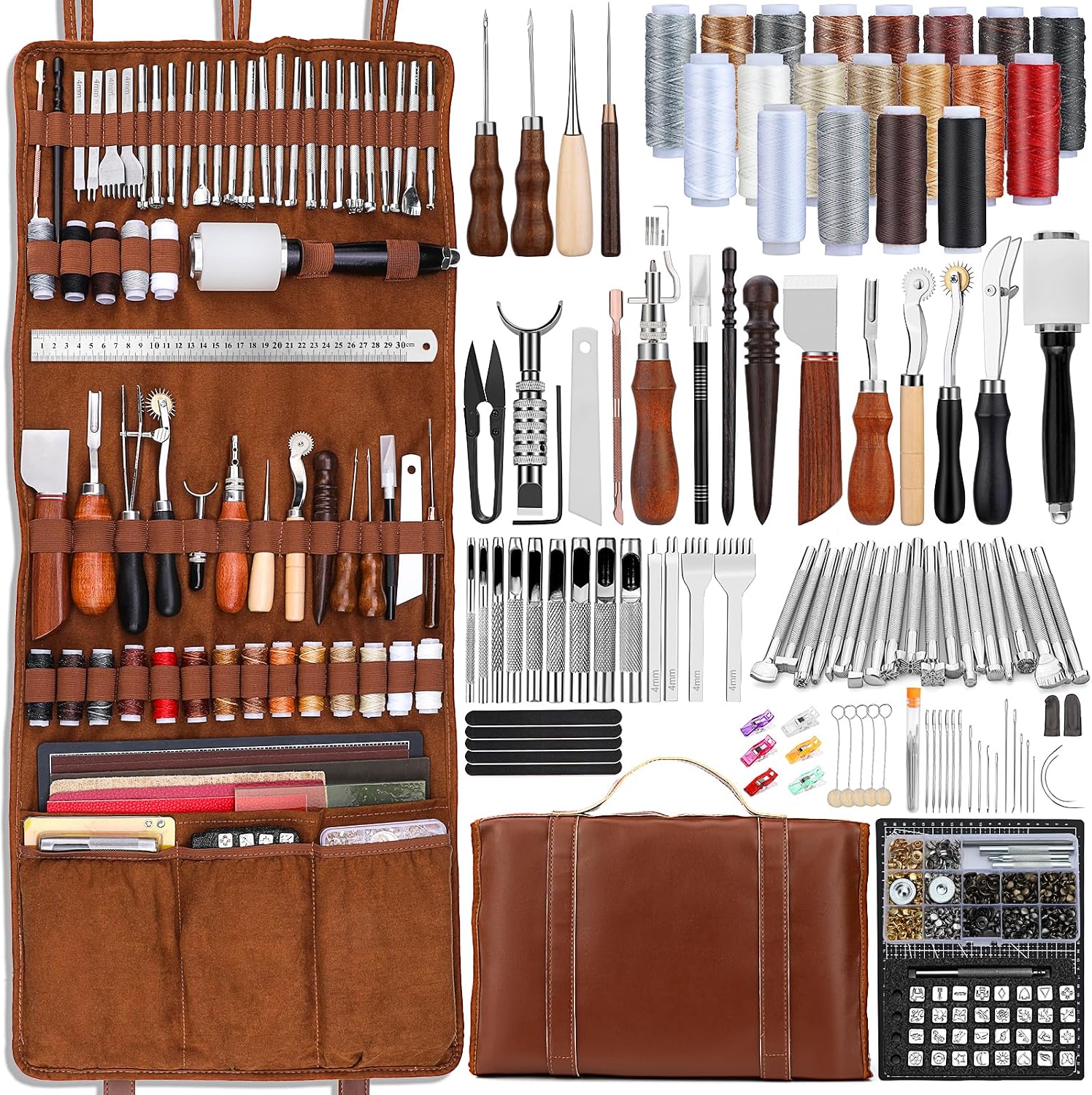 Craft Tools - Lederbewerkingsset Lederen handwerkgereedschap Lederbewerkingskit met op