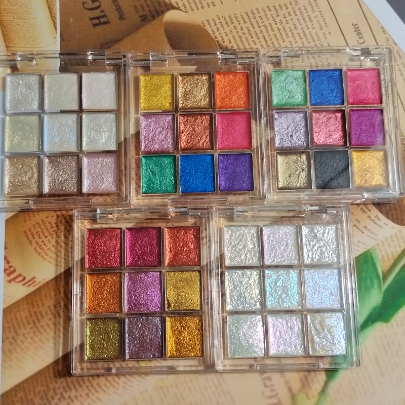 Watercolor Paint Set Solid Pigment - 9 kleur Nail Solid Pigment Aurora