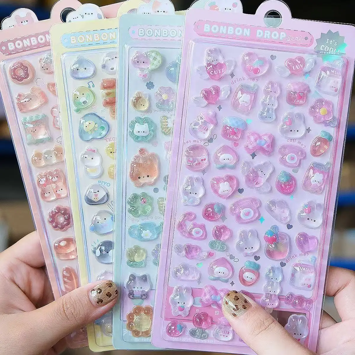 Scrapbooking - =-=2027Kawaii 3D Jelly Hars Stickers Leuke