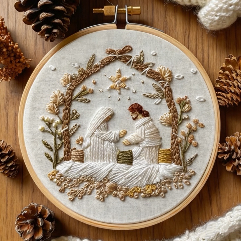 Cotton Embroidery Thread Skeins - Jesus Birth Kerstborduurpakket met NL-instructies Draad,