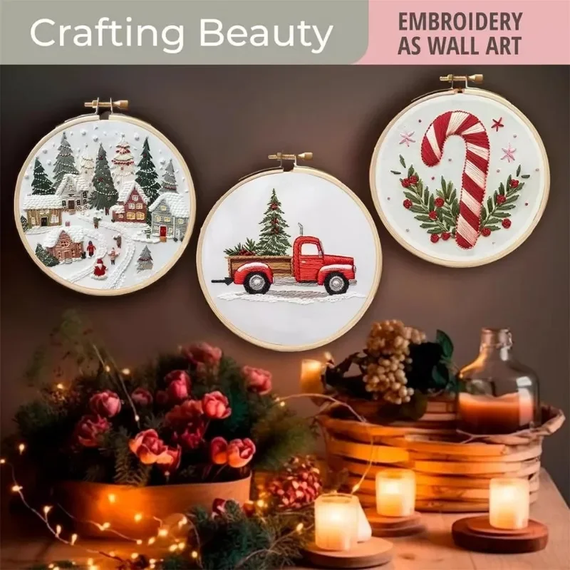 Cross Stitch Stamped Kits Beginners - Handborduurwerk Starterskit Diy Kerst Borduurpakket Voor