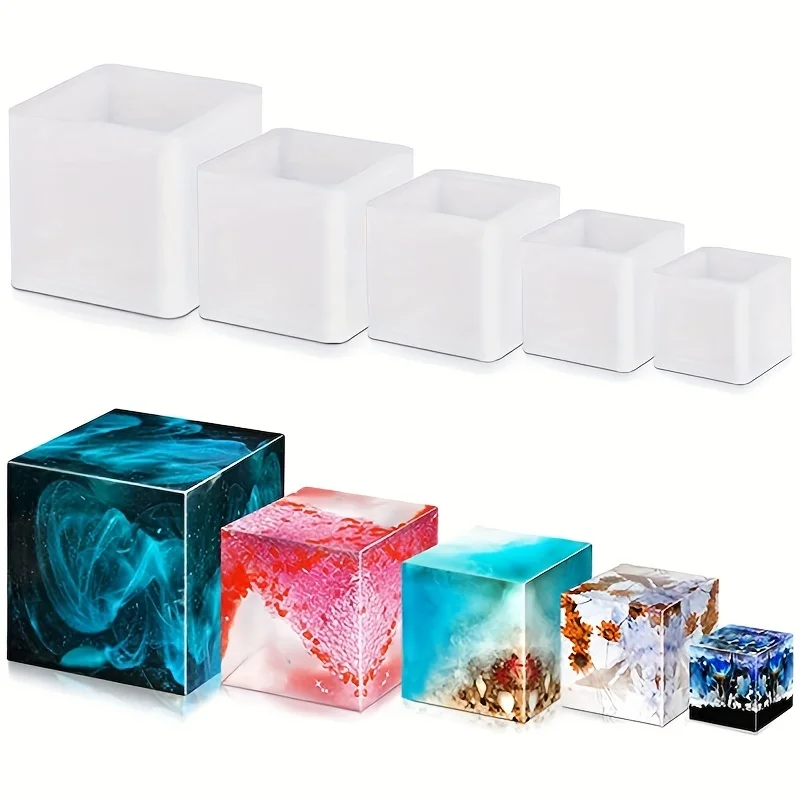 Silicone Epoxy Resin Molds Set - 5-delige vierkante harsvorm siliconen, epoxyhars gietvorm