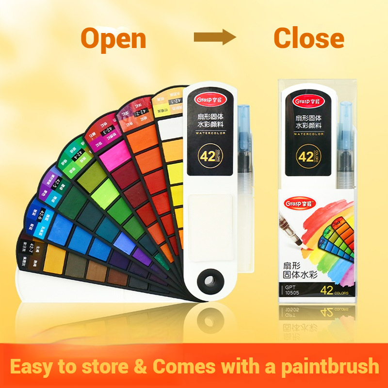 Watercolor Paint Set Solid Pigment - 18/24/42/60 Effen aquarelpigmentset Opvouwbare reiswaterverf met