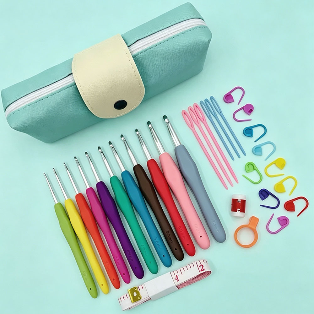 Sewing - 37-delige haaknaaldset met opbergtas, zachte handgrepen,