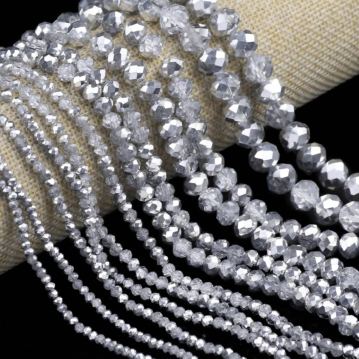 Glass Seed Beads 2Mm Jewelry Making - Half Zilver Kleur Transparante Platte Ronde