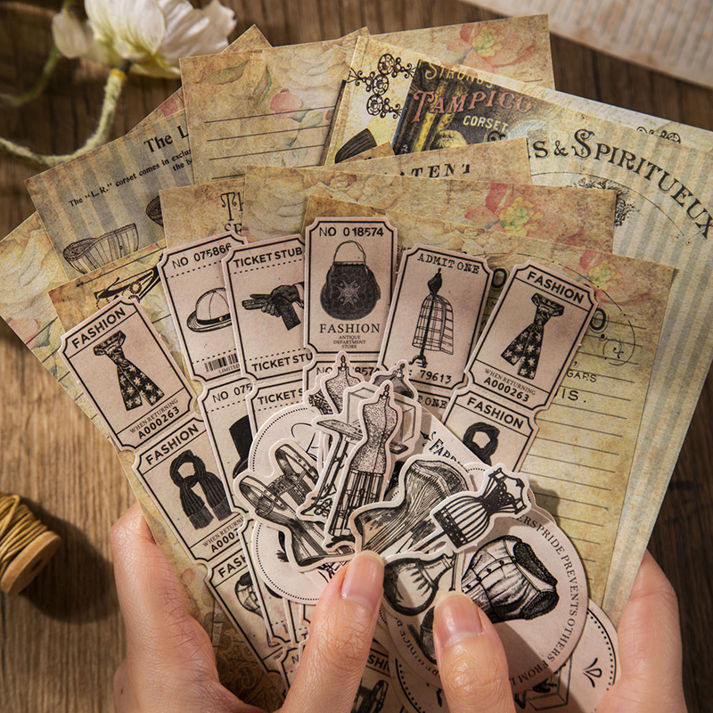 60st Vintage Stickers + Materi - Vintage Junk Journal Scrapbooking Paper recensie en prijs