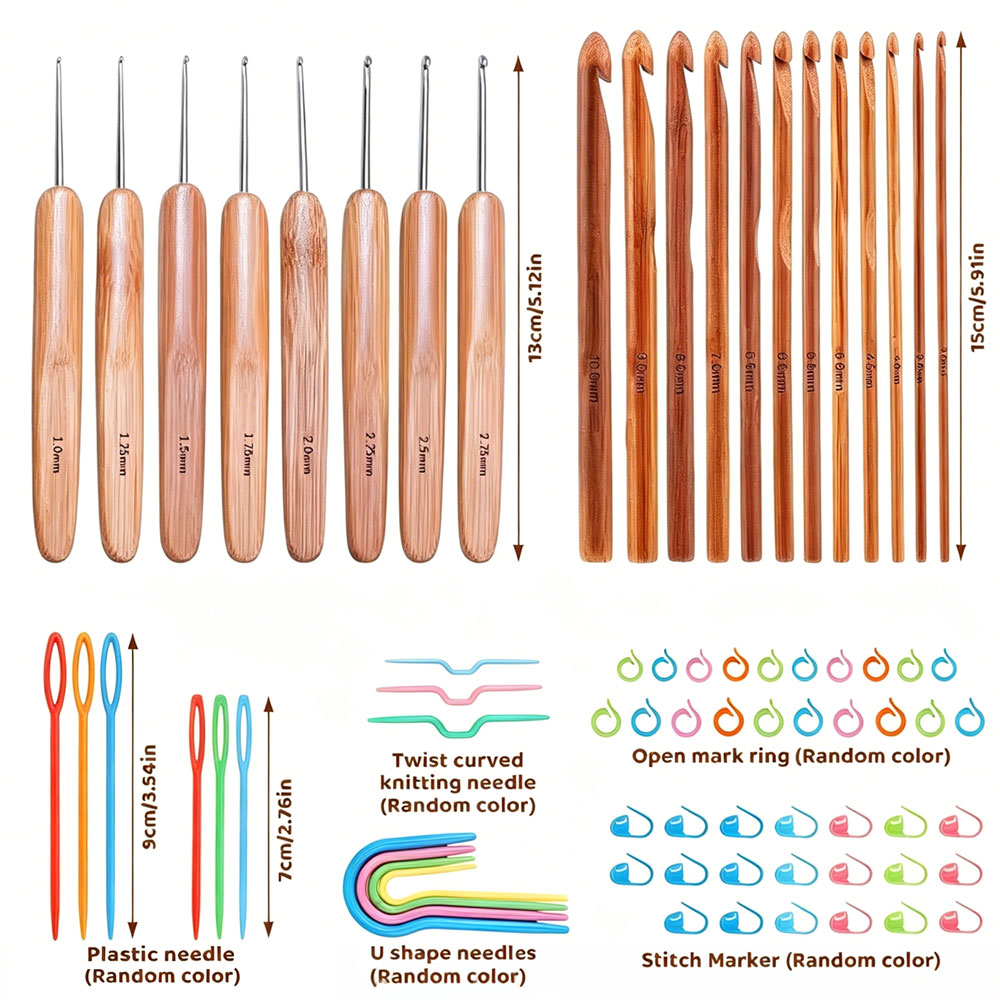 74-delige bamboe haaknaaldset, - Craft Tools recensie en prijs