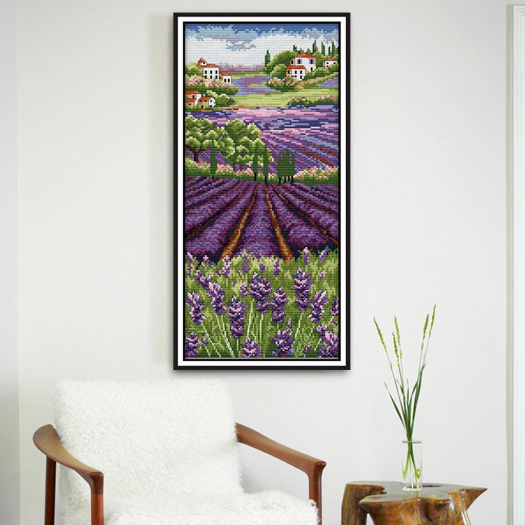 Lavendelbloemen gestempelde bo - Cross Stitch Stamped Kits Beginners recensie en prijs