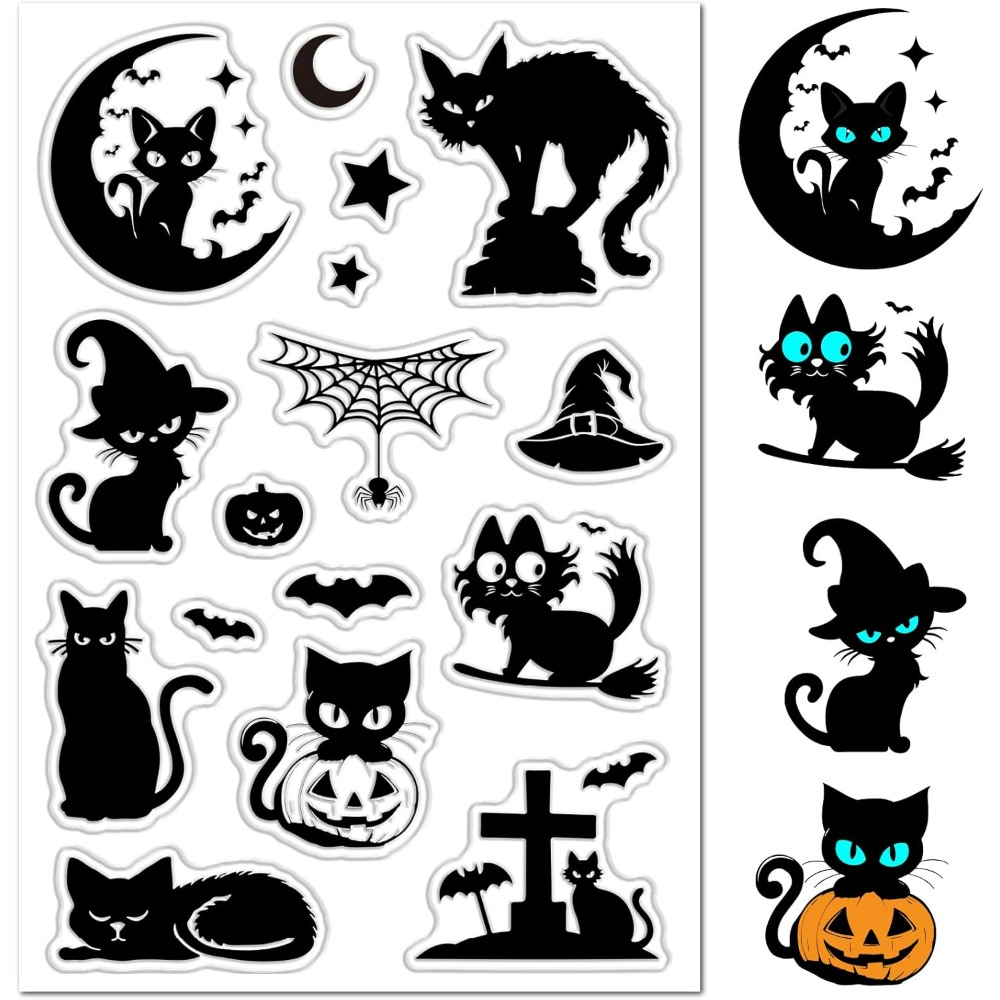 Halloween zwarte katten duidel - Clear Silicone Stamps For Card Making recensie en prijs