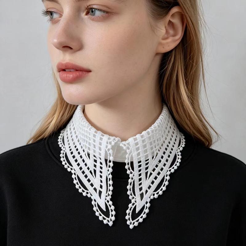 Dames witte geruite valse kraa - Embroidery recensie en prijs